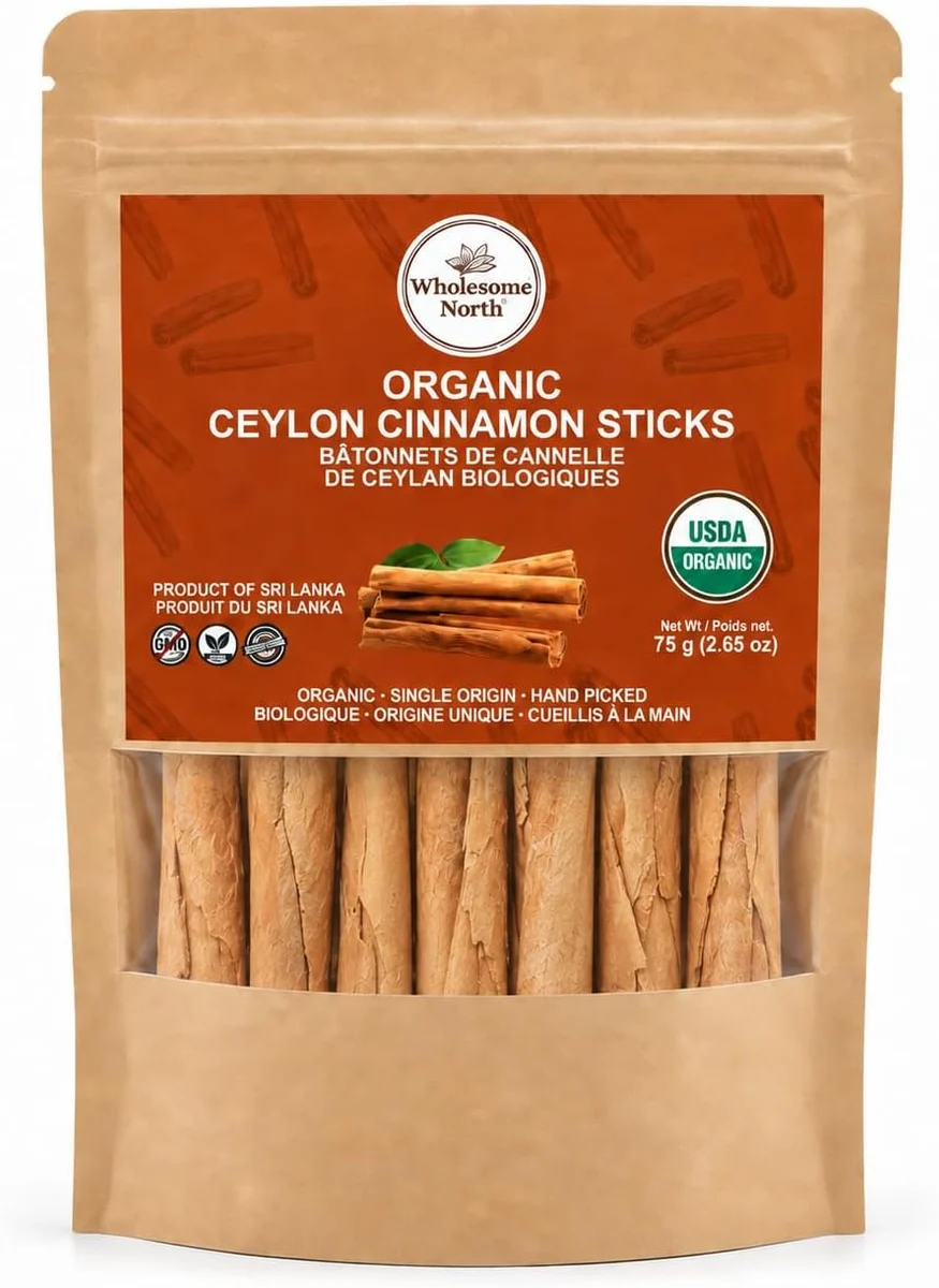 Bolsa de canela de Ceilán en rama Wholesome North, 75 g